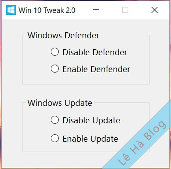 Win 10 Tweak 20 – Cong cu tat Windows Defender